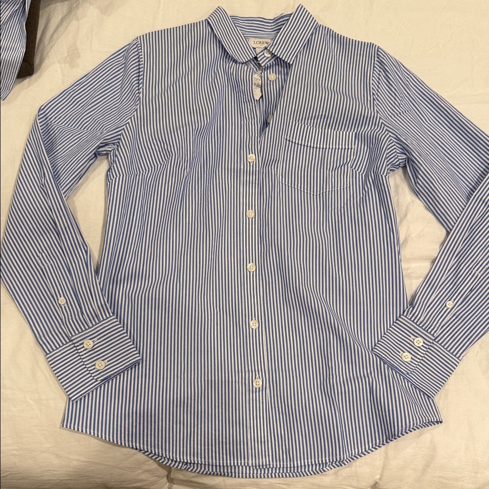 NWT Blue and White Stripe J CREW FACTORY Button Down XS